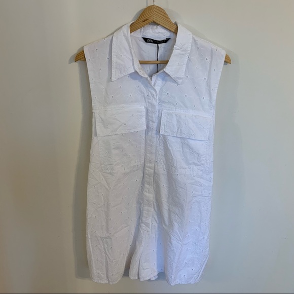 NWT Zara Eyelet Cutwork Embroidery Romper in White, Size M - Picture 5 of 14